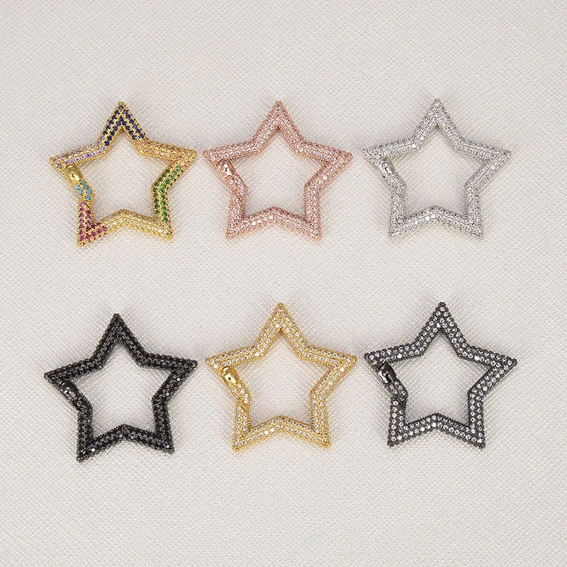 LJRIVER 5 Pcs Crystal Clasp for Handmade Jewelry Making Supplies Inlaid Zircon Brass Spring Buckle Accessories Bracelet Material
