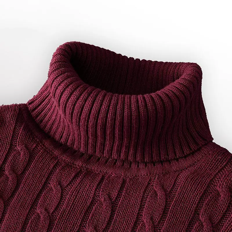 Men's Thiened High Collar Sweater Autumn Winter Warm Sli Cotton Knitwear Lazy High-End Feeling Long Sve Crew Ne