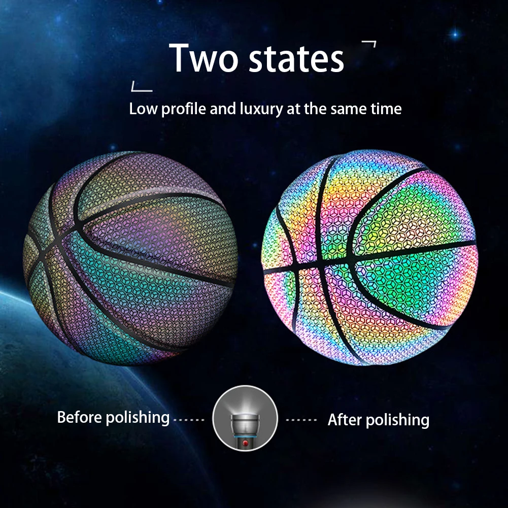 PU Basketball Reflective Ball Glowing Durable Basketball Luminous Luminous Basketballs Gifts Toys For Indoor Outdoor Night Game basketball balls