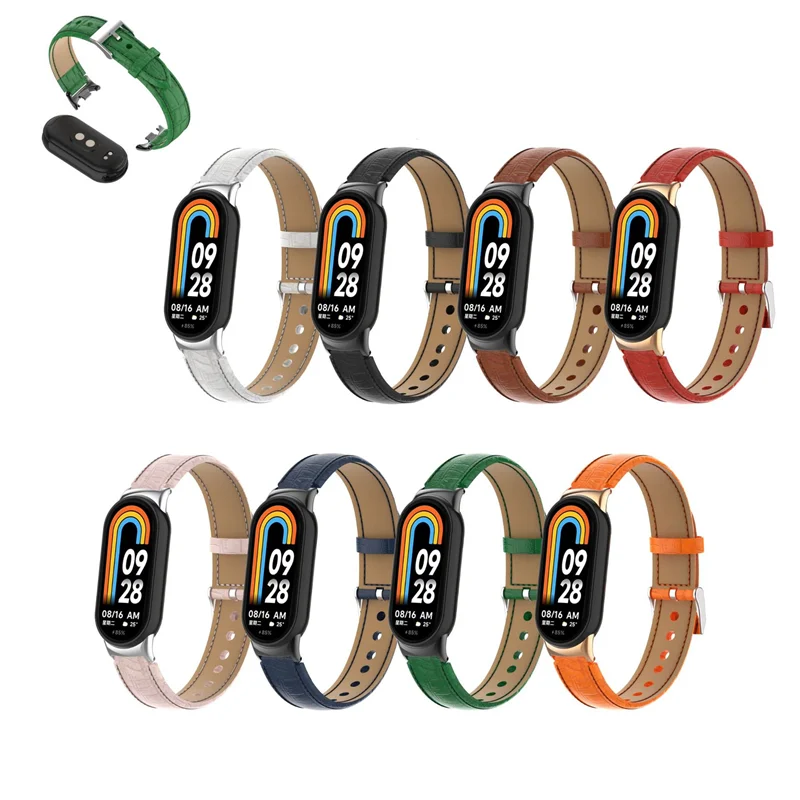 

Кожаный ремешок для наручных часов Xiaomi Band 8, женский браслет для xiaomi Mi Band 8, аксессуары для умных часов, модные аксессуары