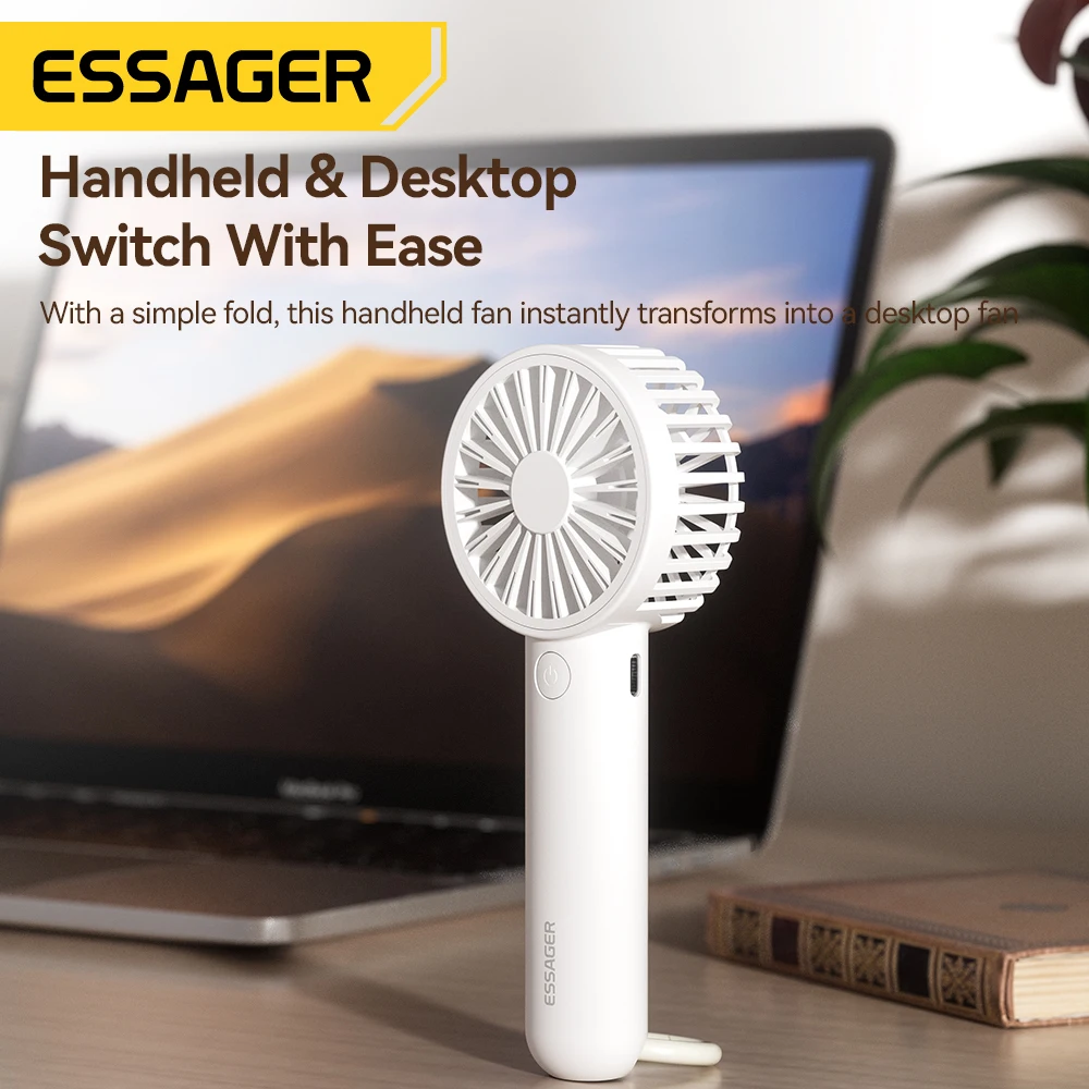 1200mAh USB Handheld Mini Fan handheld fan Portable Multifunction 3 Speed Type C Rechargeable Fans With Carabiner For Outdoor Travel