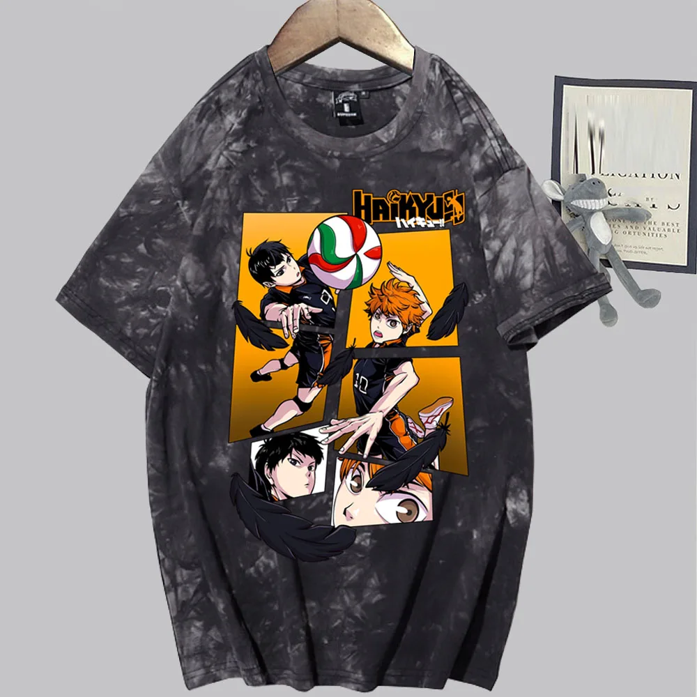 

2023 Hot Anime Haikyuu Shirts Round Neck Short Sleeve Man Woman Tie Dye T-Shirt
