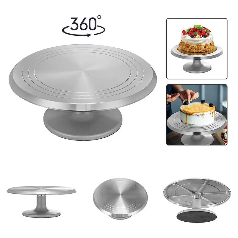

Cake Stand Rotating Cake Leveler Stand Aluminum Alloy Cake Decorating Tools Anti-skid Round Cake Table Portable Cake Tray