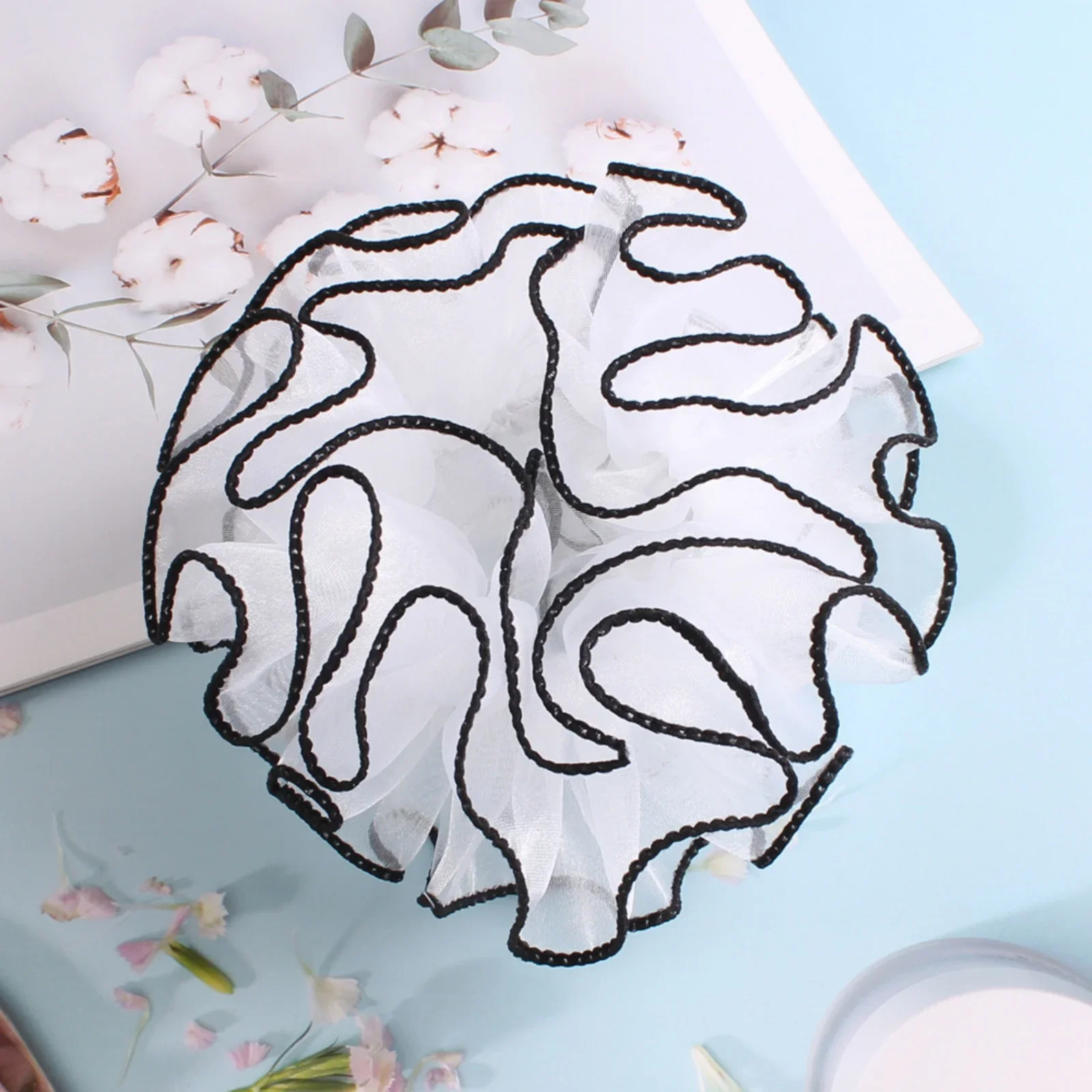 Elegant Ruffled Organza Hair Scrunchie - Multi-Color Chiffon Hair Tie for Stylish Everyday & Party Looks