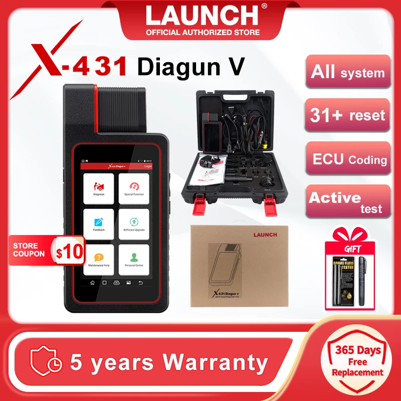2024 Elite LAUNCH X431 Diagun V Bi-Directional Scan Tool, Full Systems  Scanner, ECU Coding, 35+ Services, FCA AutoAuth, Guided Function, Key