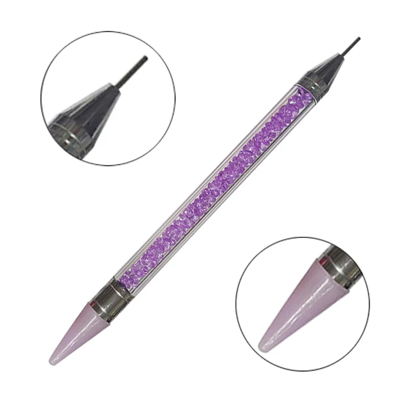 Nail Art nail art pen White Dual-head Wax Pen With Diamante Embellishment And Rhinestone Picker Crystal Rhinestone Applicator Tool