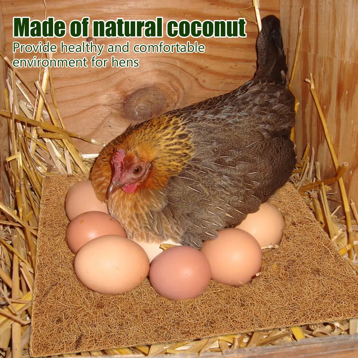 10-50Pcs Chicken Nesting Pads Natural Coconut Palm Hens Nest Bedding Mats 13x13inch multi-role Poultry Supplies for Laying Eggs