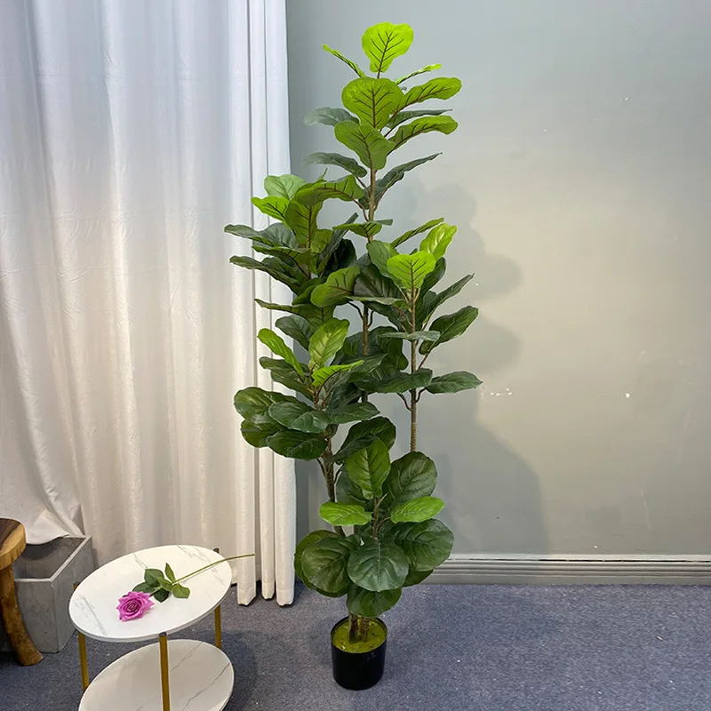 59in Grote Ficus Boom Kunstmatige Planten Nepboom Plastic Banyan Bladeren Echte Touch Banyan Boom Bladeren Voor Thuiskantoor Winkel Decor