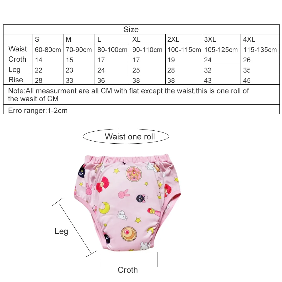 Waterproof Cotton Adult Baby Training Pants Magical girl with bow