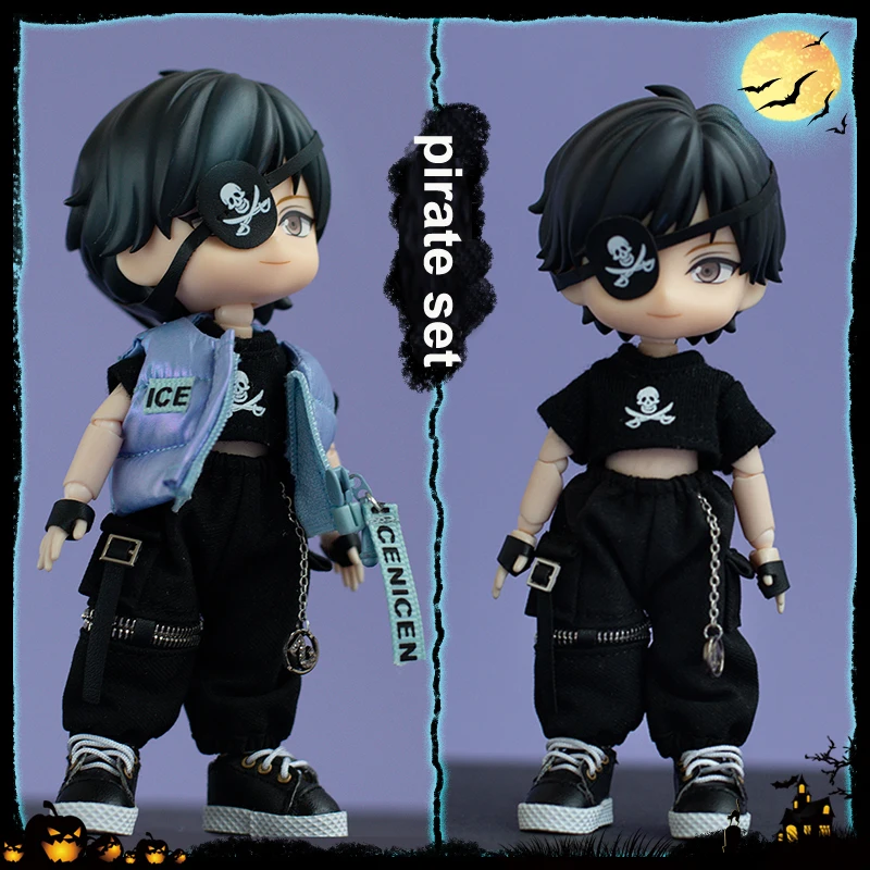 

5pcs set Dark Pirate Cyclops suit clothes for ob11,obitsu 11,molly, gsc,1/12 BJD Doll Accessories Clothing clothes