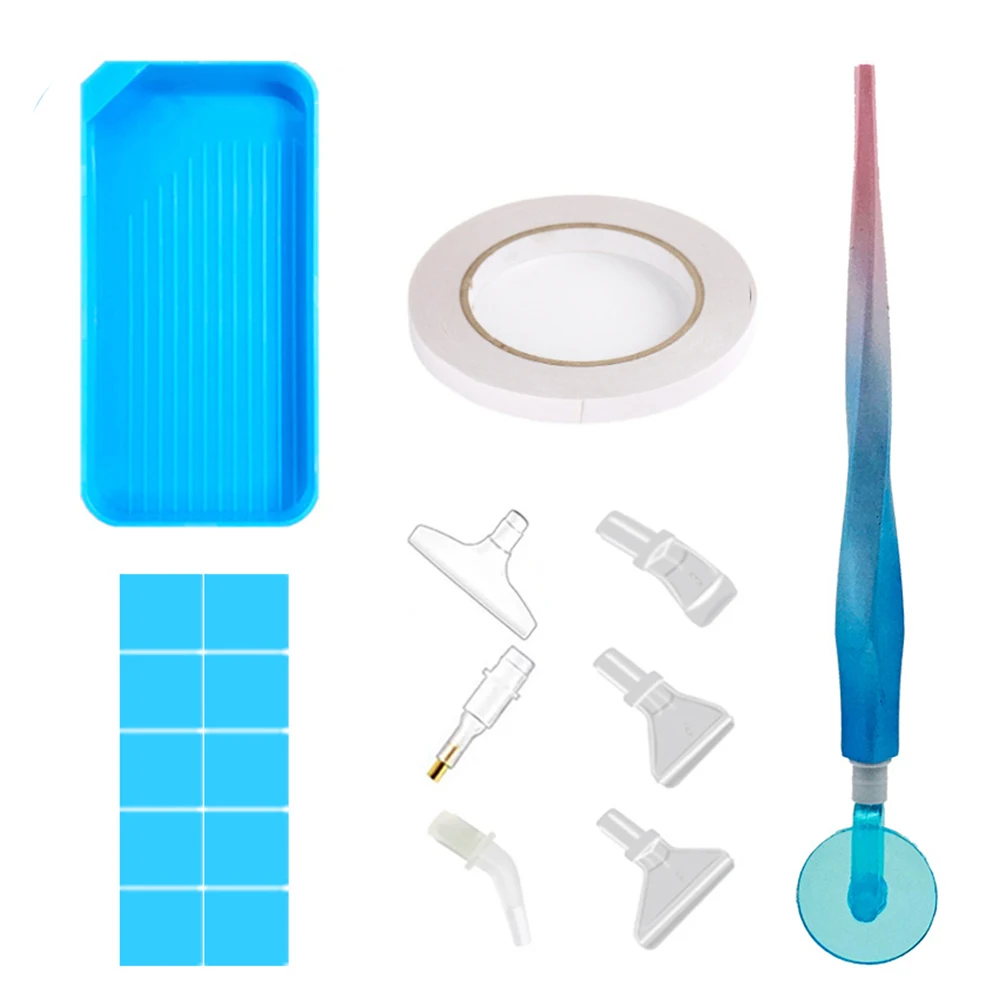 

Gradient Diamond Painting Pen With Roller Set-6 Replaceable Tips,1 Tape,10 Glue Clay ,1 Tray DIY Accessories for Craft Lovers