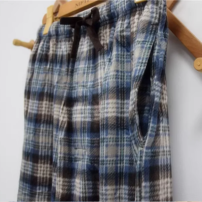 Men's Lounge Wear Pajama Pants Fleece Casual Plaid Spring Sleeping Bottoms Trousers