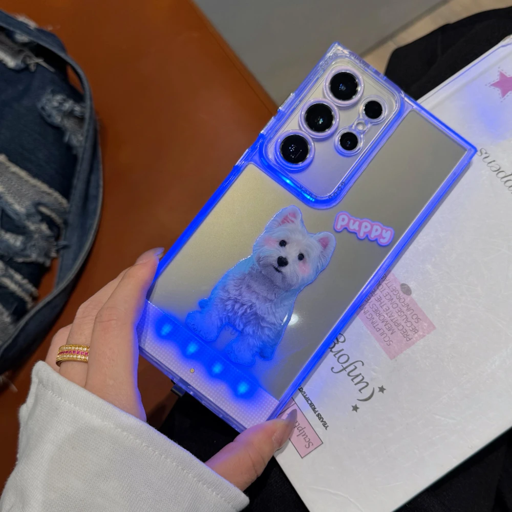 Luminous Flashing Penguin Puppy Phone Case with Glowing Light-Up Design