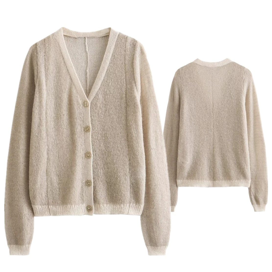 

Dave&Di Autumn And Winter Sweaters French Knitted Jacket Women's Casual Splice Fashion Elegant Cardigans Women