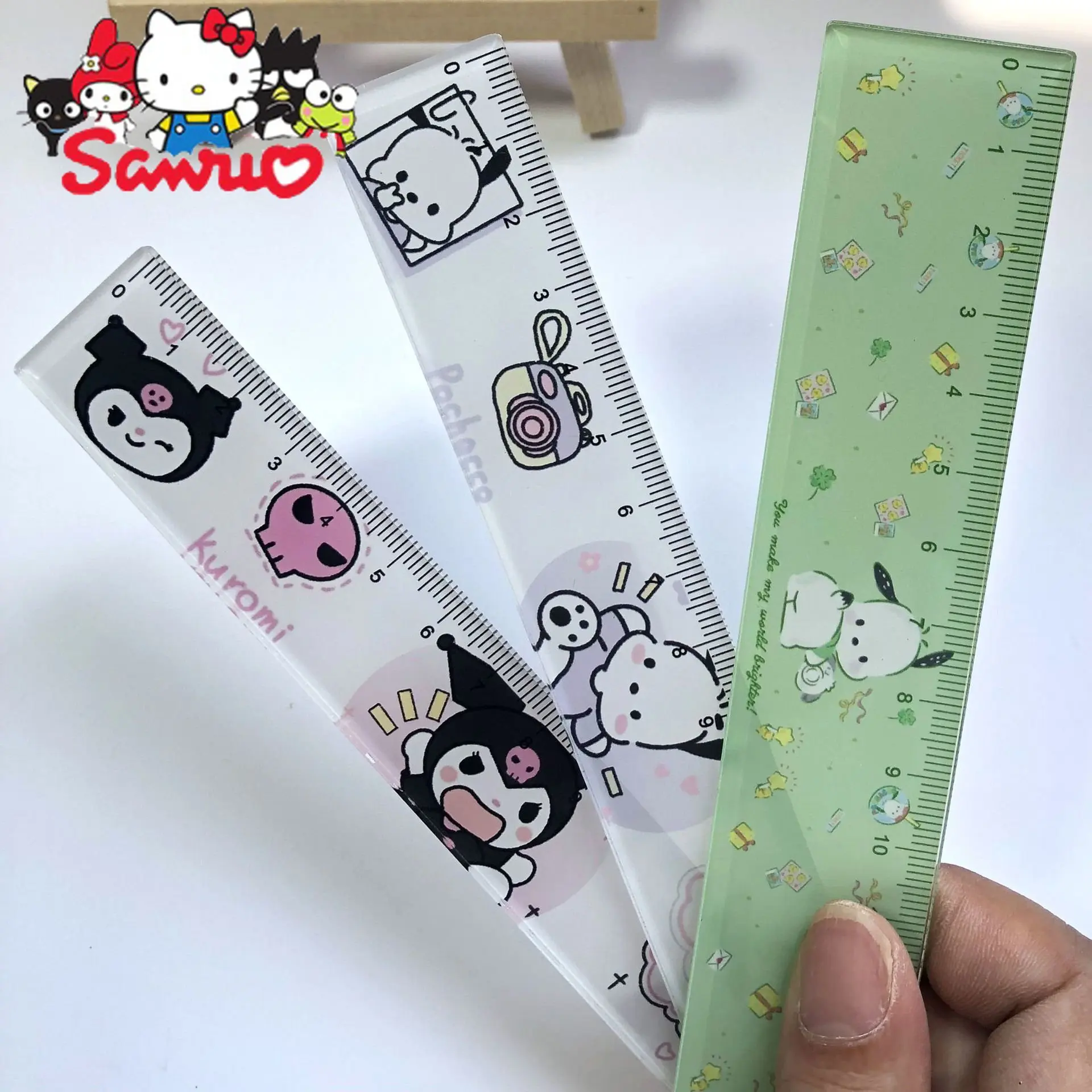 

MINISO Melody Kuromi Hello Kitty Cinnamoroll Pacha Dog Ruler Straight-line Drawing Painting Ruler Student Stationery about 15cm