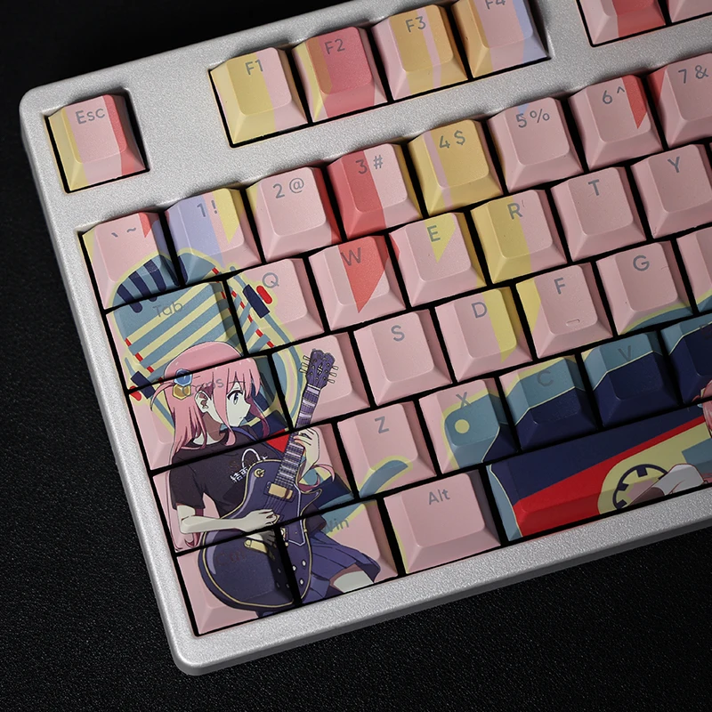 Bocchi-o Rock Hitori Gotoh Backlit Keycap Pbt Lados Tintura Subbed Keycaps Desenhos Animados Anime Gaming Key Caps 108 Chaves - Imagem 4