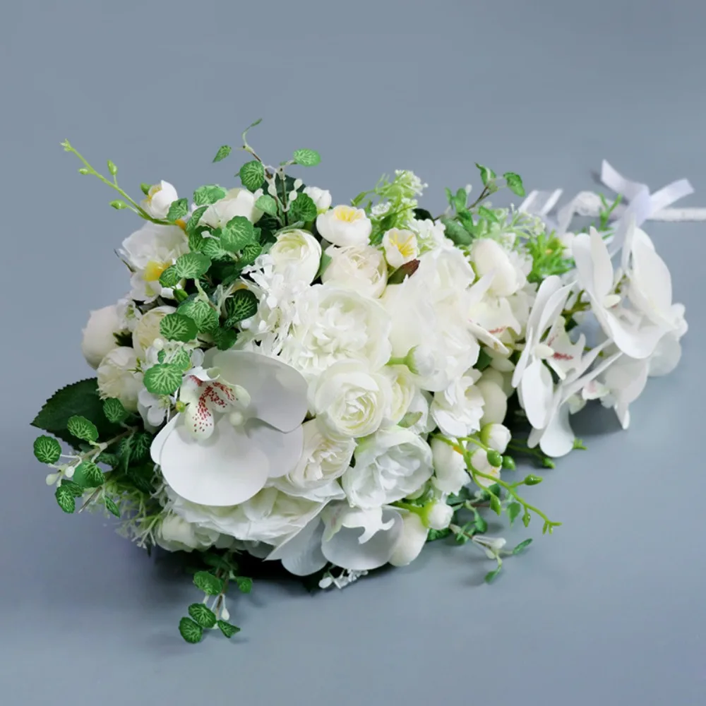 Simple White Moth Orchid Wedding Bouquets for Wedding Ceremony Silk Rose Water Drop Waterfall buqu&ecirc; de noiva para casamento