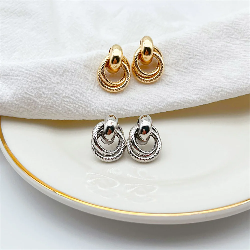 Vintage Gold Color Geometric Round Clip Earrings Non Pierced Metal Jewelry Ear Cuff Earings Aretes De Mujer