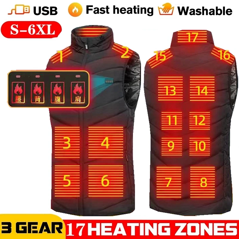Men Usb Infrared 13 Heating Areas Vest Jacket Men Winter Electric