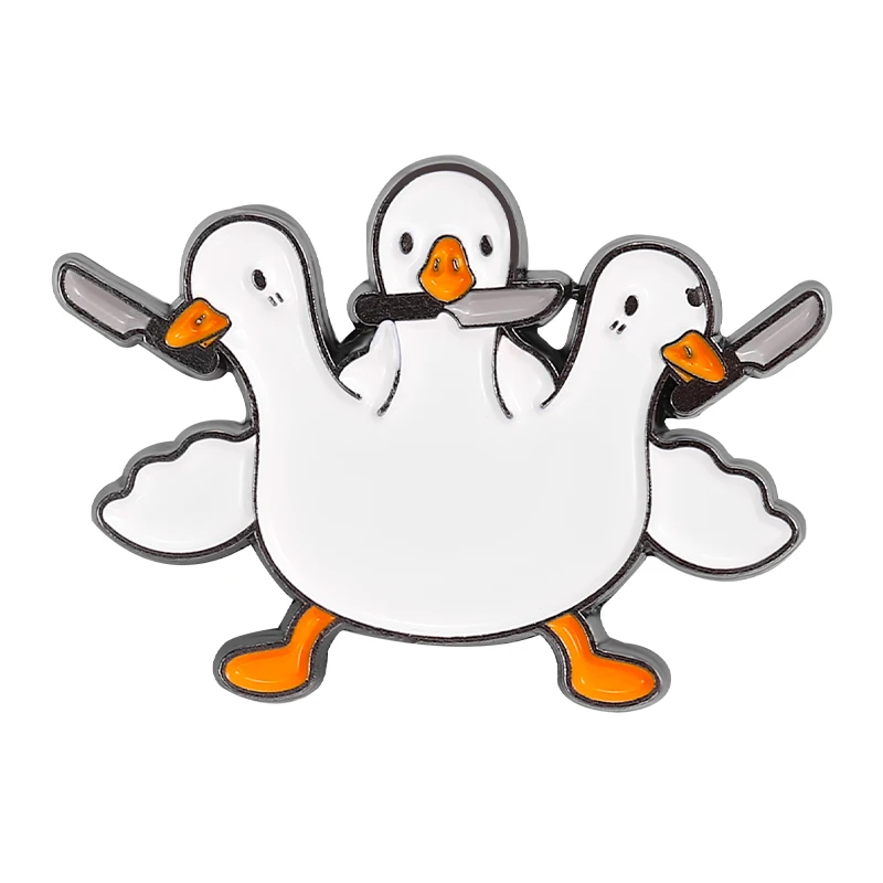 Niedliche, aber Gruselige Emaille-Anstecknadeln: Tier-Motive mit Messer, Ente, Boo-Katze, Gans, Capybara, Frosch, Seestern, Brosche, Abzeichen, Schmuck, Geschenk – Detail 8