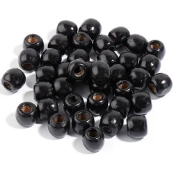 Natural Large - Hole Wooden Beads for DIY Jewelry and Hair Accessories (Black)