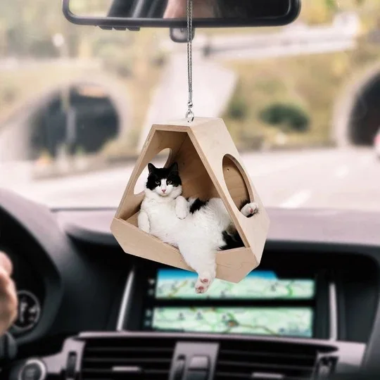 

Cute Cat Car Pendant Colorful Balloon Kitten Car Trailer Interior Mirror Ornament Pendant