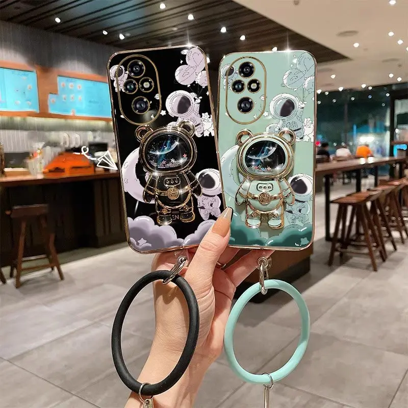 Enhanced Space Travel Holder Lanyard Plating Phone Case - Soft Back Cover