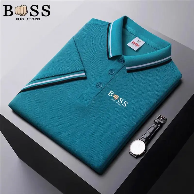 Men's Casual Short-Sleeved Top Summer Polo Shirt Office Fashion Stand Collar T-Shirt New Men's Breathable T Shirt Men's Clothing 6