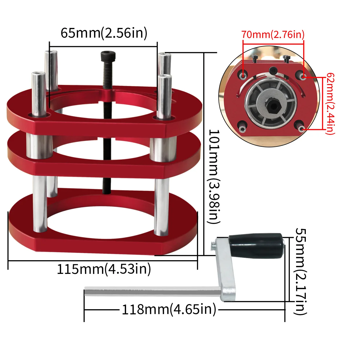 Adjustable Router Lift for Woodworking Benches - Precision DIY Tool with Insert Plate Lift Base