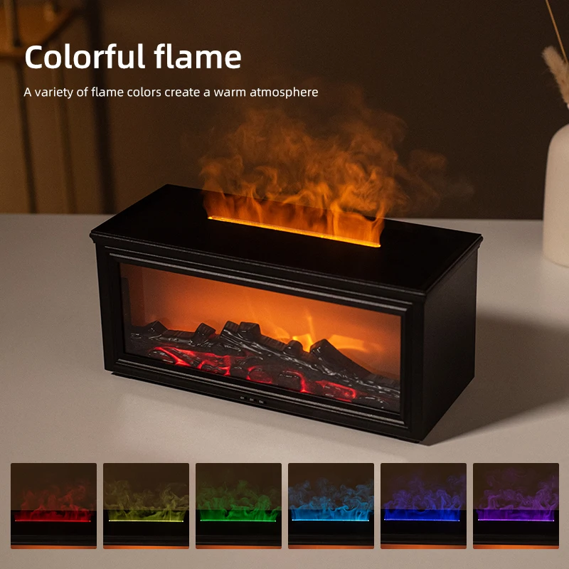 7 Colors Of Essential Mini Flame Fireplace Humidifier Aromatherapy Oil Diffuser AG-HY05_voghion.com