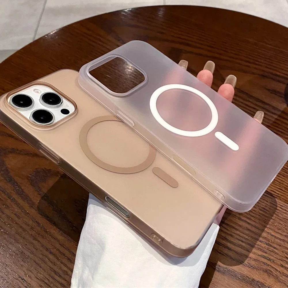 Luxury Matte Translucent Magnetic Charging Case - Ultra-Thin Back Cover