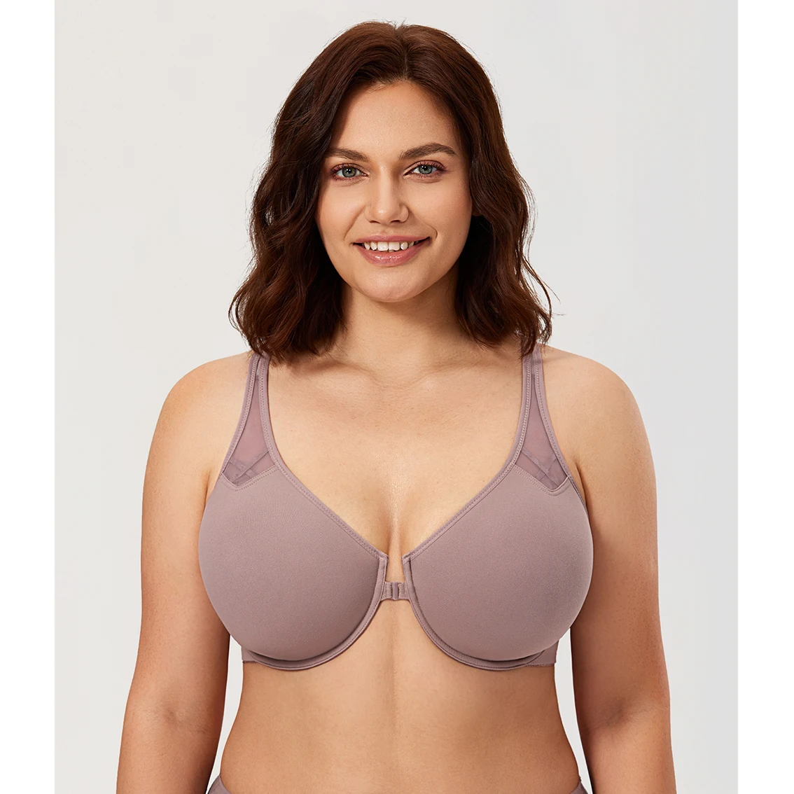 Ultra Thin Molded Cup Front Buckle Seamless Bra Plus Size For