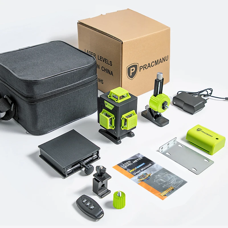 Laser Level 4D 16 Lines Mini 360 Self-Leveling Horizontal and Vertical Cross Green Line with Remote Control