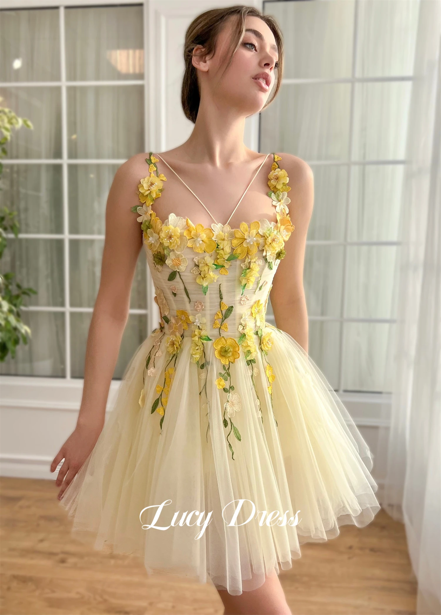 

Lucy Line A Mini Skirt Reunion Cocktail Dress Yellow Flowers Party Dresses Gala Evening Gown Sharon Said Ball Gowns Formal