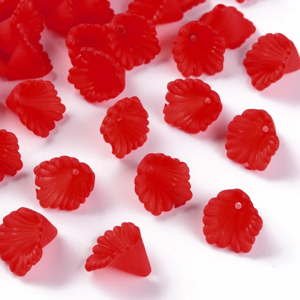 

500g Frosted Acrylic Bead Caps Flower Red 12x12x9mm Hole: 1.2mm about 1700pcs/500g