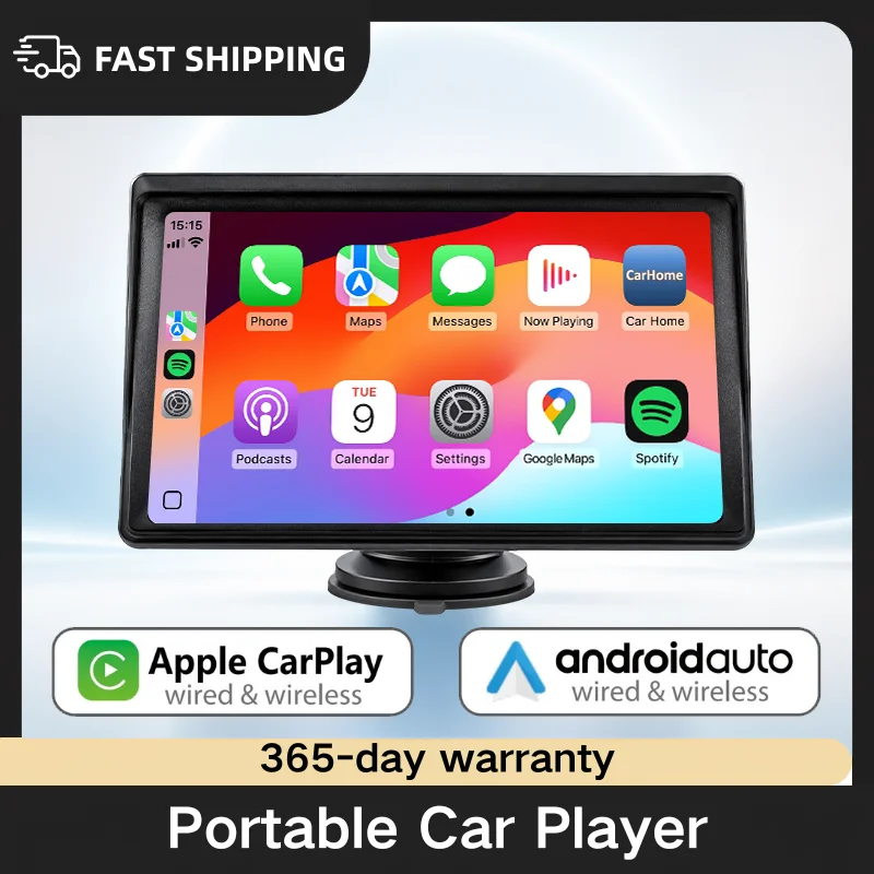 ZRGAE Monitor Carplay de 7 Pulgadas, Pantalla Inalámbrica Android Auto Carplay, Accesorios Multimedia para Automóvil, Radio Portátil para Reproductor Apple 1