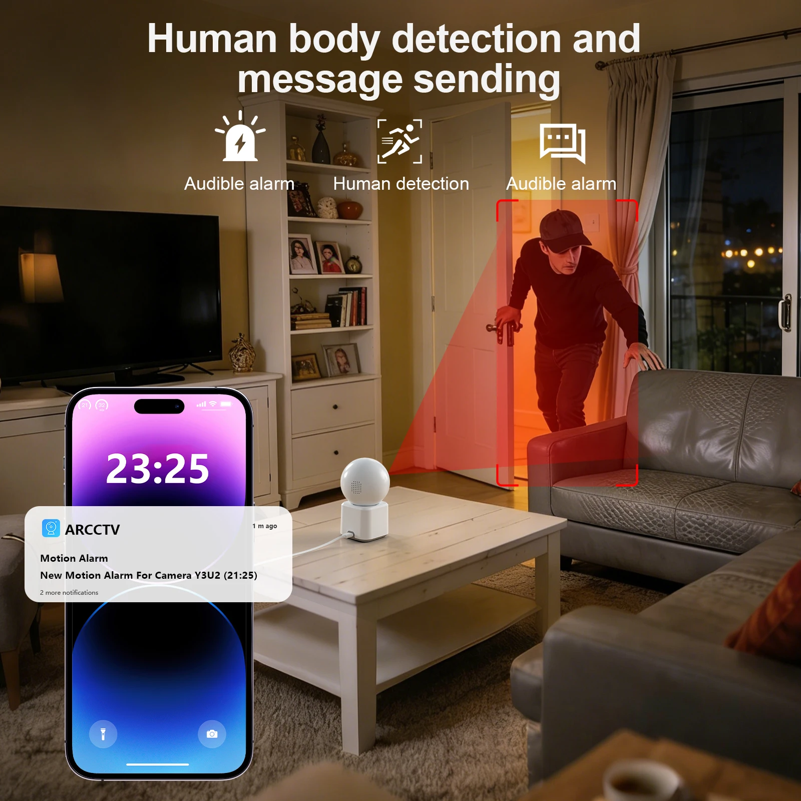 ARCCTV 4MP Dual Lens WiFi Surveillance Camera HD Two Way Talk IR Night Vision Security Wireless Camera 360° View Auto Tracking 5