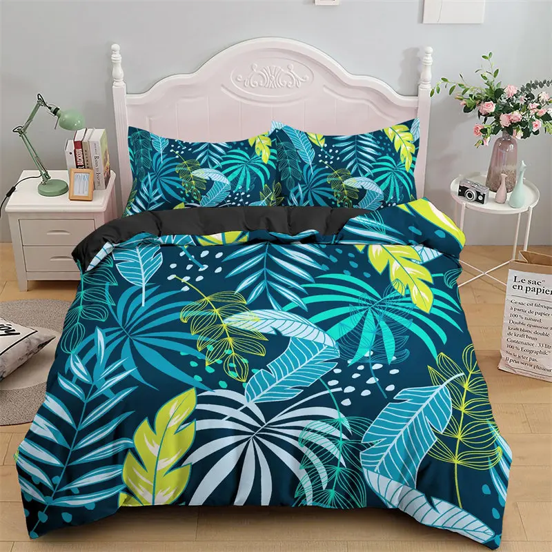 Flamingo Duvet Cover Tropical Leaves Twin Bedding Set Luxury Quilt Cover  With Zipper Closure 2/3pcs Queen Size Comforter Cover - AliExpress