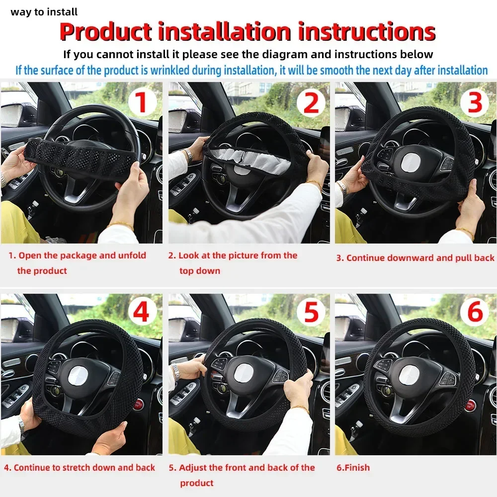 Comfortable Little Monster Plush Steering Wheel Cover Car Accessories Without Inner Ring Steering Wheel Cover for 14.5-15 Inches