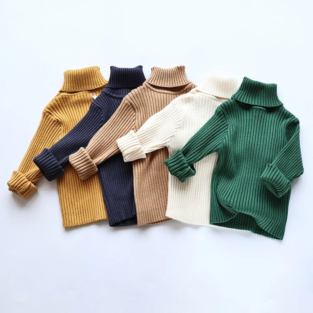 Soft Knit Unisex Kids Sweater Multi Color Turtleneck Pullover