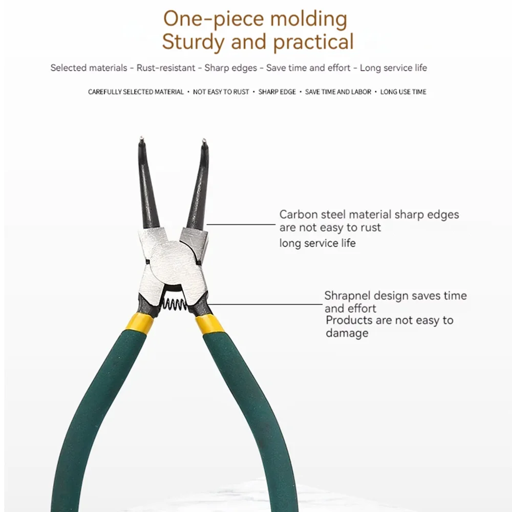 SENRISE 7" Circlip Pliers Set - Internal/External, Straight/Bent Tips For Snap Rings - View #7