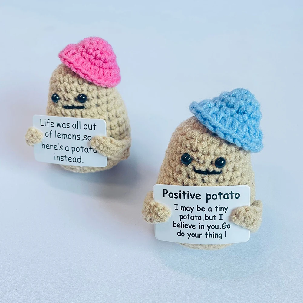 Mini Funny Positive Potato Knitted Potato Toy Positive Card - Temu