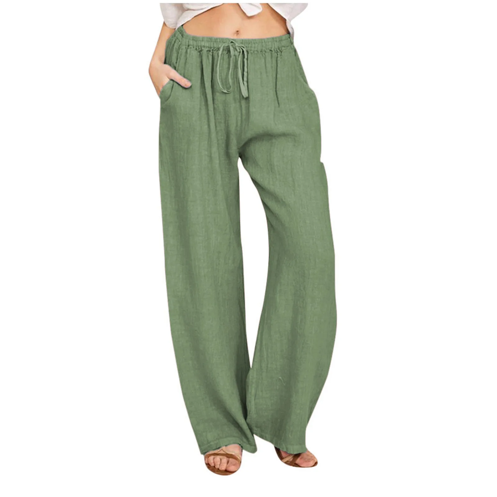 Women's Loose Linen Casual Wide-leg Trousers Woman