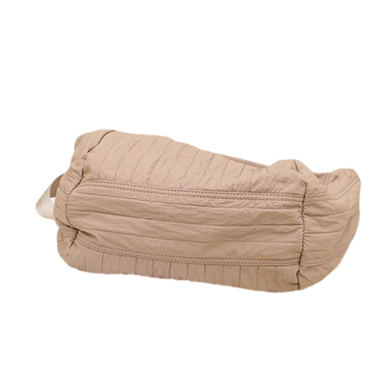 Canvas Pleated Shoulder Bag Casual Travel Large Capacity Zippered Crossbody Bag