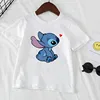 Kawaii Disney Stitch Boy Girl Clothes Cartoon T Shirt For Child T-Shirt White Short Sleeve Graphic Kid Tee 4