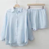 Women 2025 Summer Casual Linen Blouse Shorts Sets - Image 6