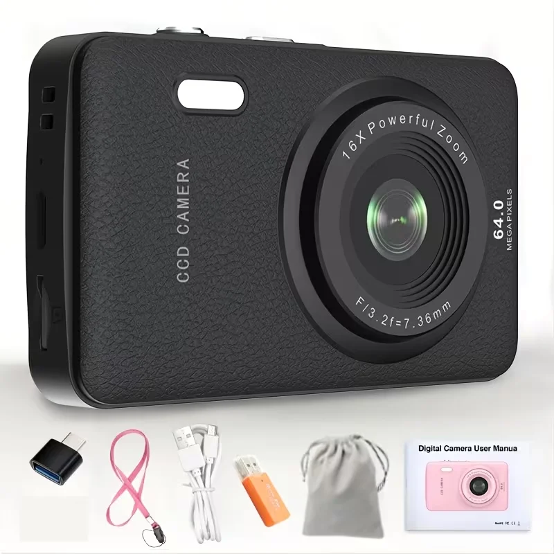 Digitalkamera für Kinder mit 16-fach Zoom, Kompaktkamera 1080P 44MP, Gratis Speicherkarte, 2,3 Zoll Mini-Taschenkamera, Geschenk für Kinder – Detail 1