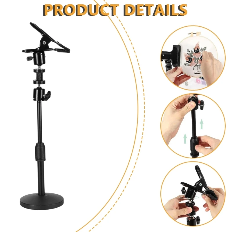 Embroidery Stand Metal Stitching Frame Holder 360 Degree Rotating Adjustable Embroidery Holder for Beginner Needlework