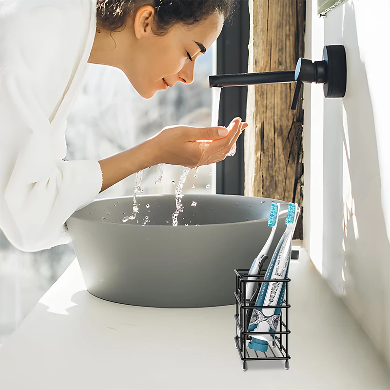 LMETJMA Toothbrush Holder Stainless Steel Bathroom Electric Toothbrush Holder Toothpaste Organizer Stand Caddy JT397 toothbrush holder