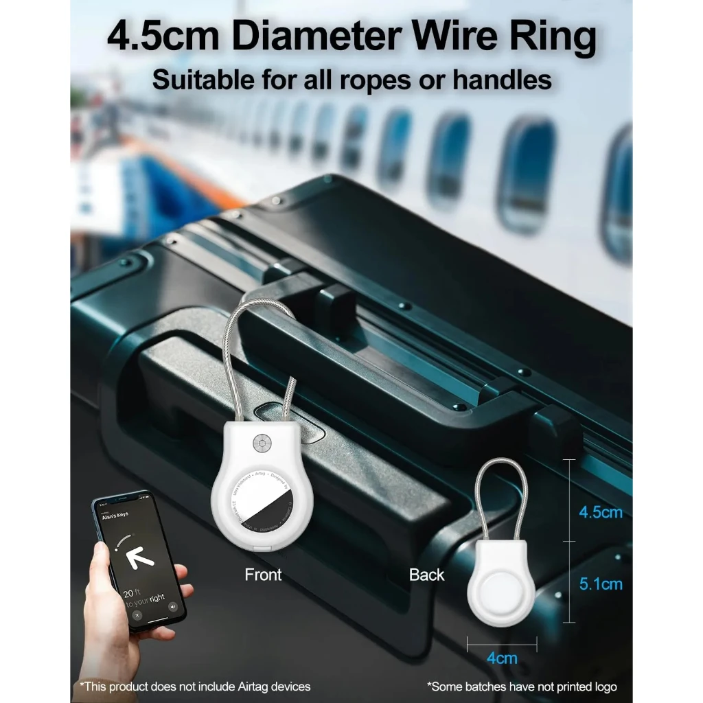 Enhanced AirTag Holder - Secure Wire Cable Keychain with Protective Case for Luggage, Keys, Backpacks, Pets